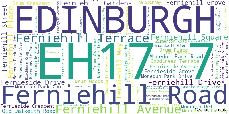A word cloud for the EH17 7 postcode